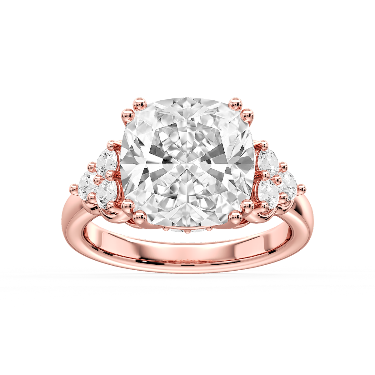 Viviana Princess Lab Grown Diamond Double Prong Side Stone Engagement Ring