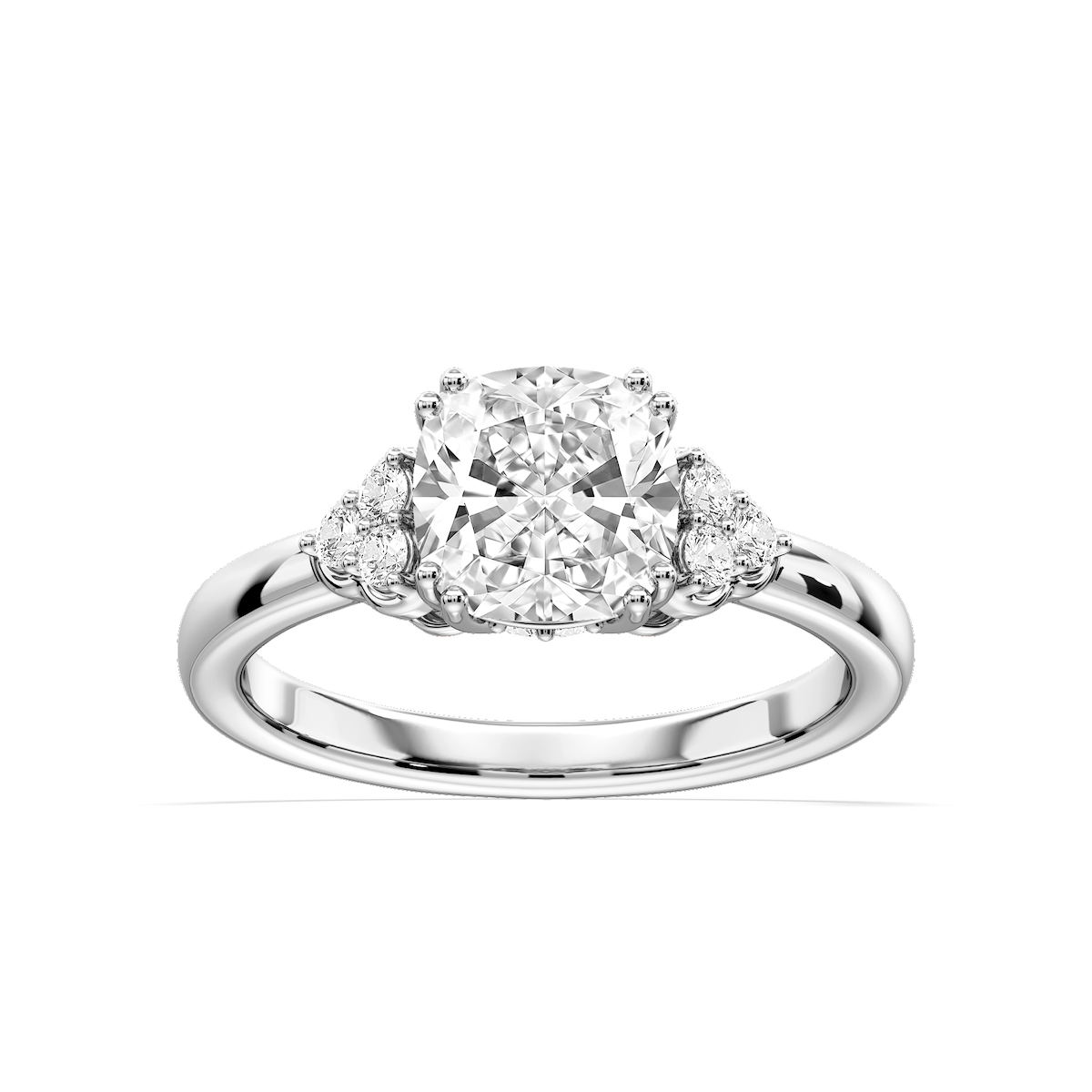Viviana Princess Lab Grown Diamond Double Prong Side Stone Engagement Ring