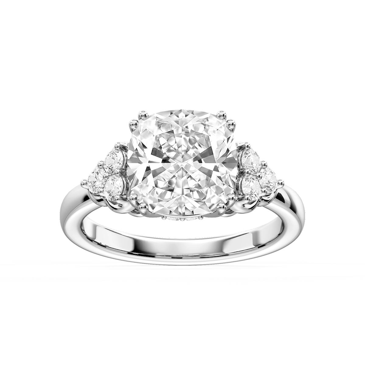 Viviana Princess Lab Grown Diamond Double Prong Side Stone Engagement Ring