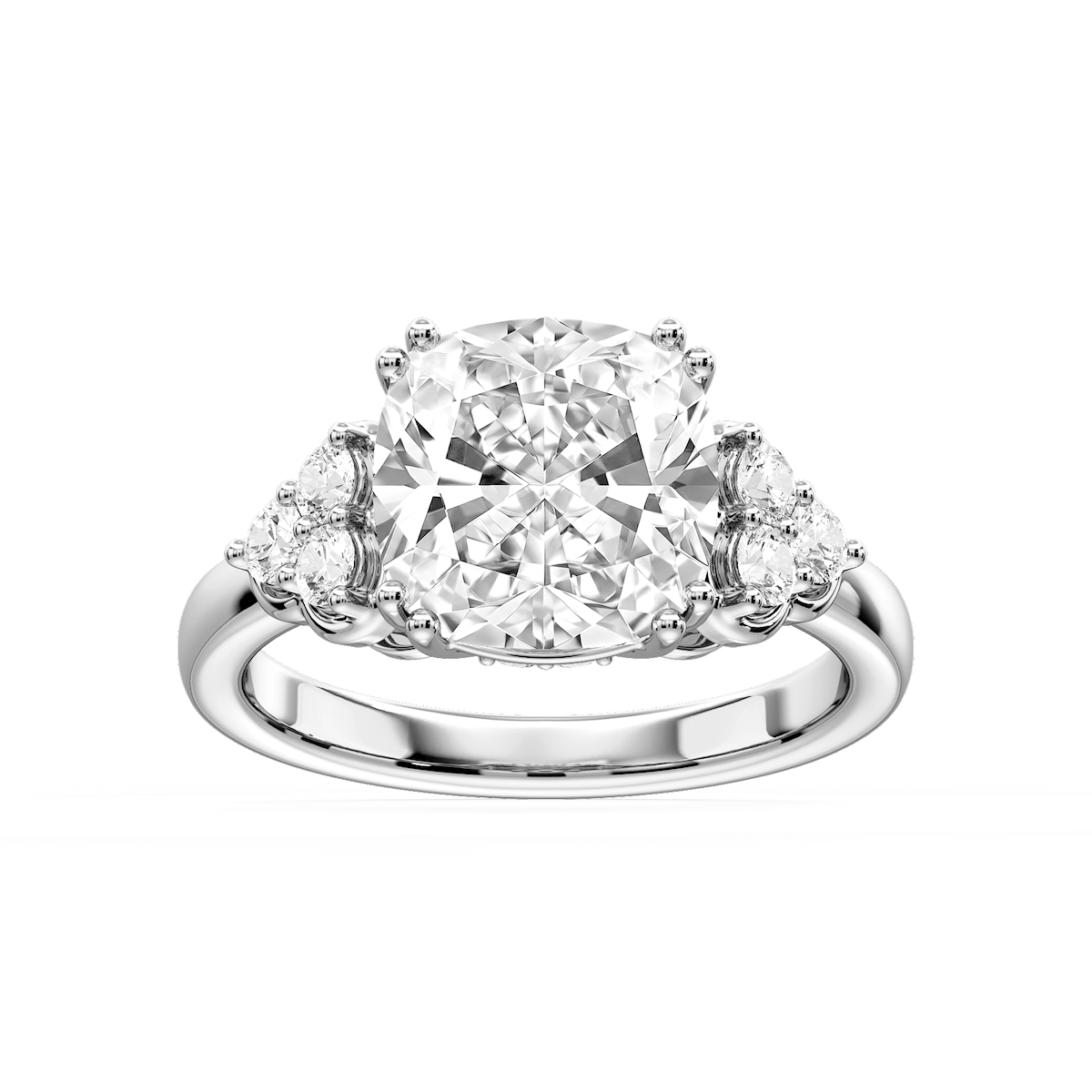 Viviana Princess Lab Grown Diamond Double Prong Side Stone Engagement Ring