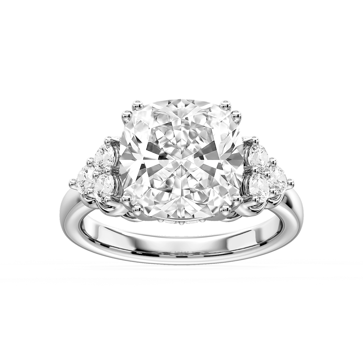 Viviana Princess Lab Grown Diamond Double Prong Side Stone Engagement Ring