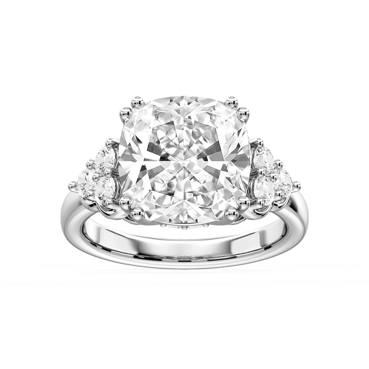 Viviana Princess Lab Grown Diamond Double Prong Side Stone Engagement Ring