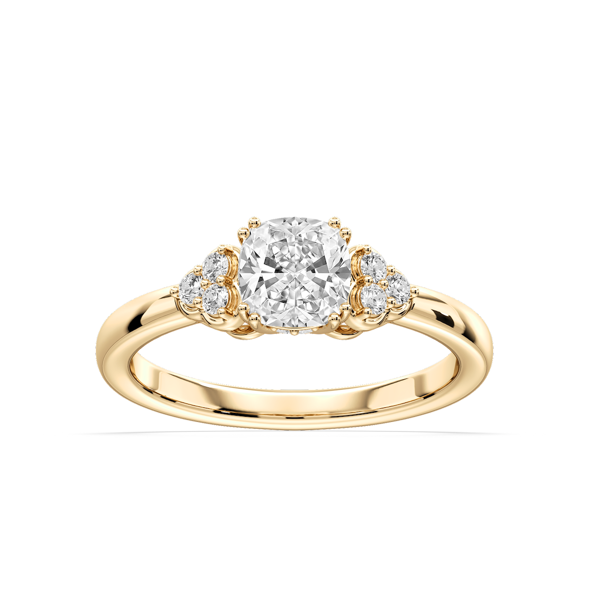 Viviana Princess Lab Grown Diamond Double Prong Side Stone Engagement Ring