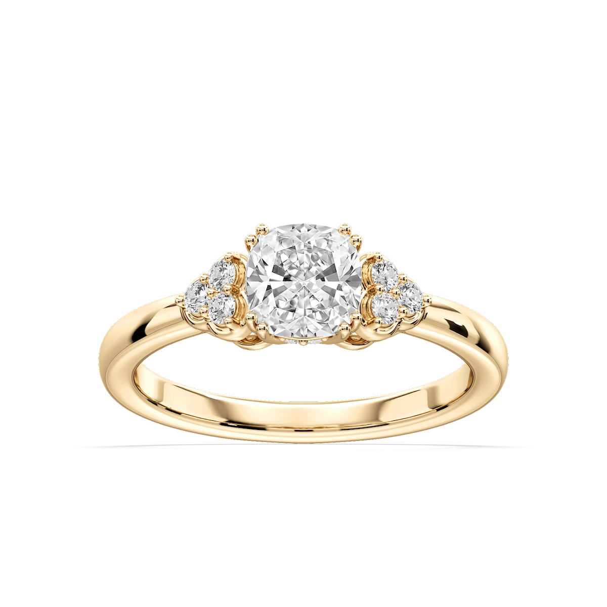 Viviana Cushion Lab Grown Diamond Double Prong Side Stone Engagement Ring
