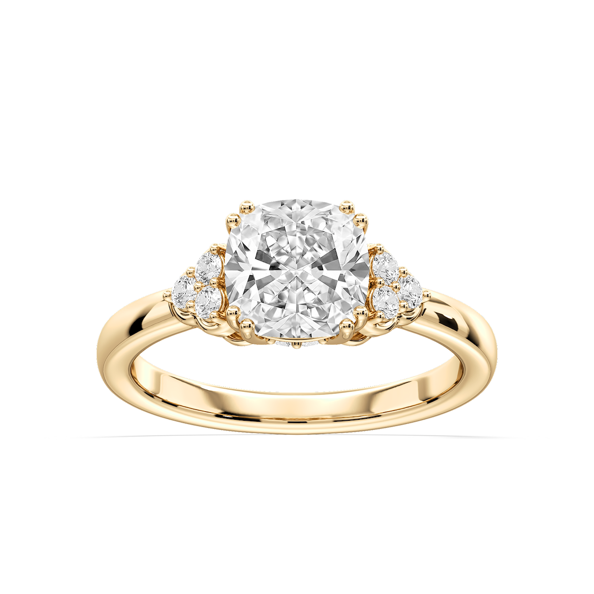 Viviana Princess Lab Grown Diamond Double Prong Side Stone Engagement Ring