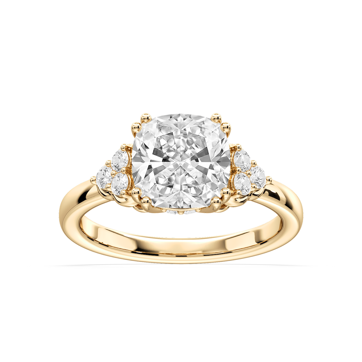 Viviana Princess Lab Grown Diamond Double Prong Side Stone Engagement Ring