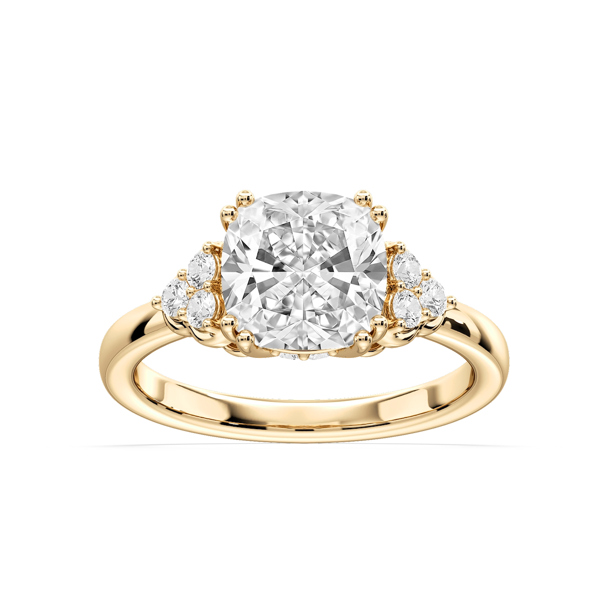 Viviana Cushion Lab Grown Diamond Double Prong Side Stone Engagement Ring