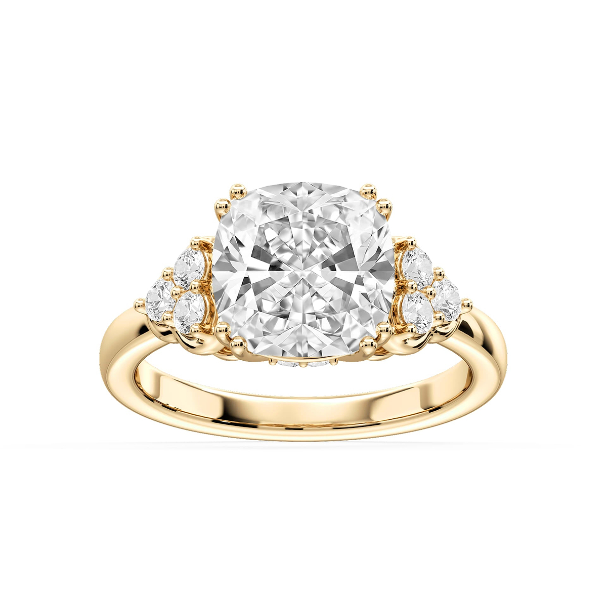 Viviana Princess Lab Grown Diamond Double Prong Side Stone Engagement Ring