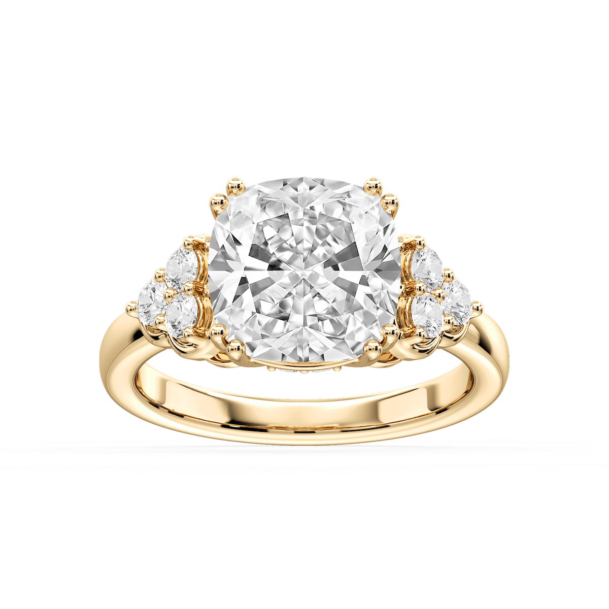 Viviana Princess Lab Grown Diamond Double Prong Side Stone Engagement Ring