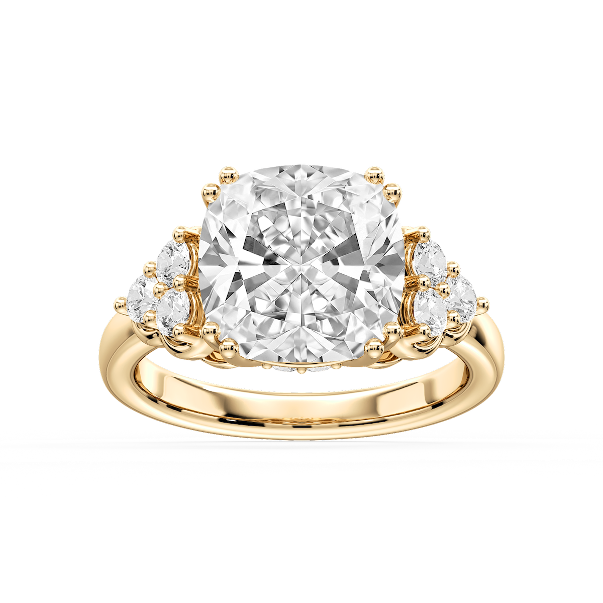 Viviana Princess Lab Grown Diamond Double Prong Side Stone Engagement Ring