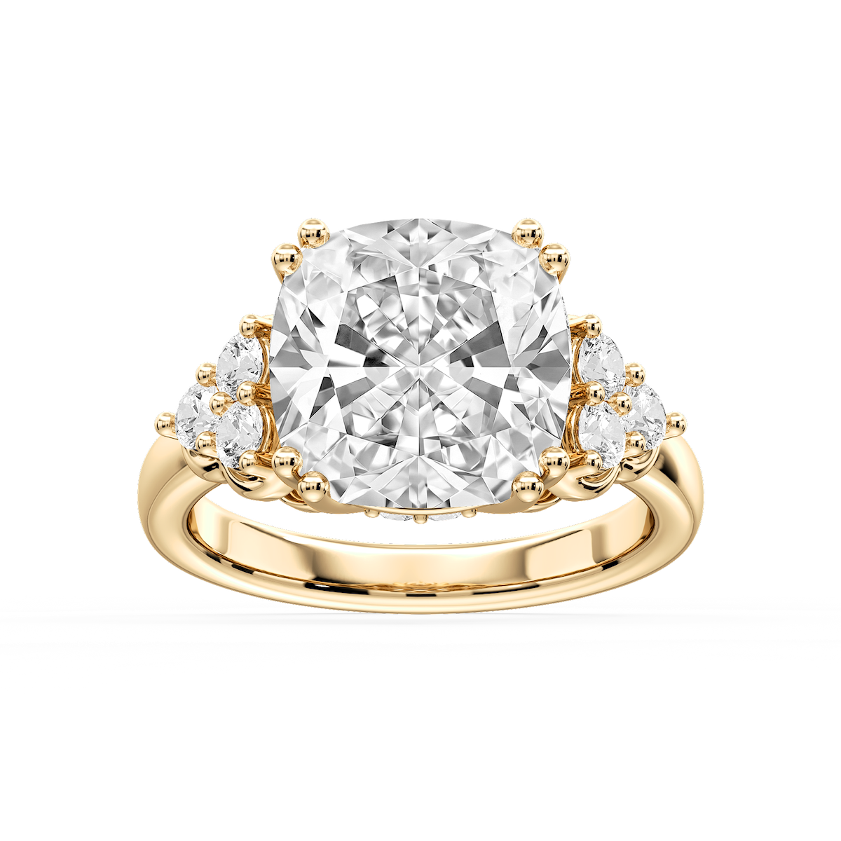 Viviana Princess Lab Grown Diamond Double Prong Side Stone Engagement Ring