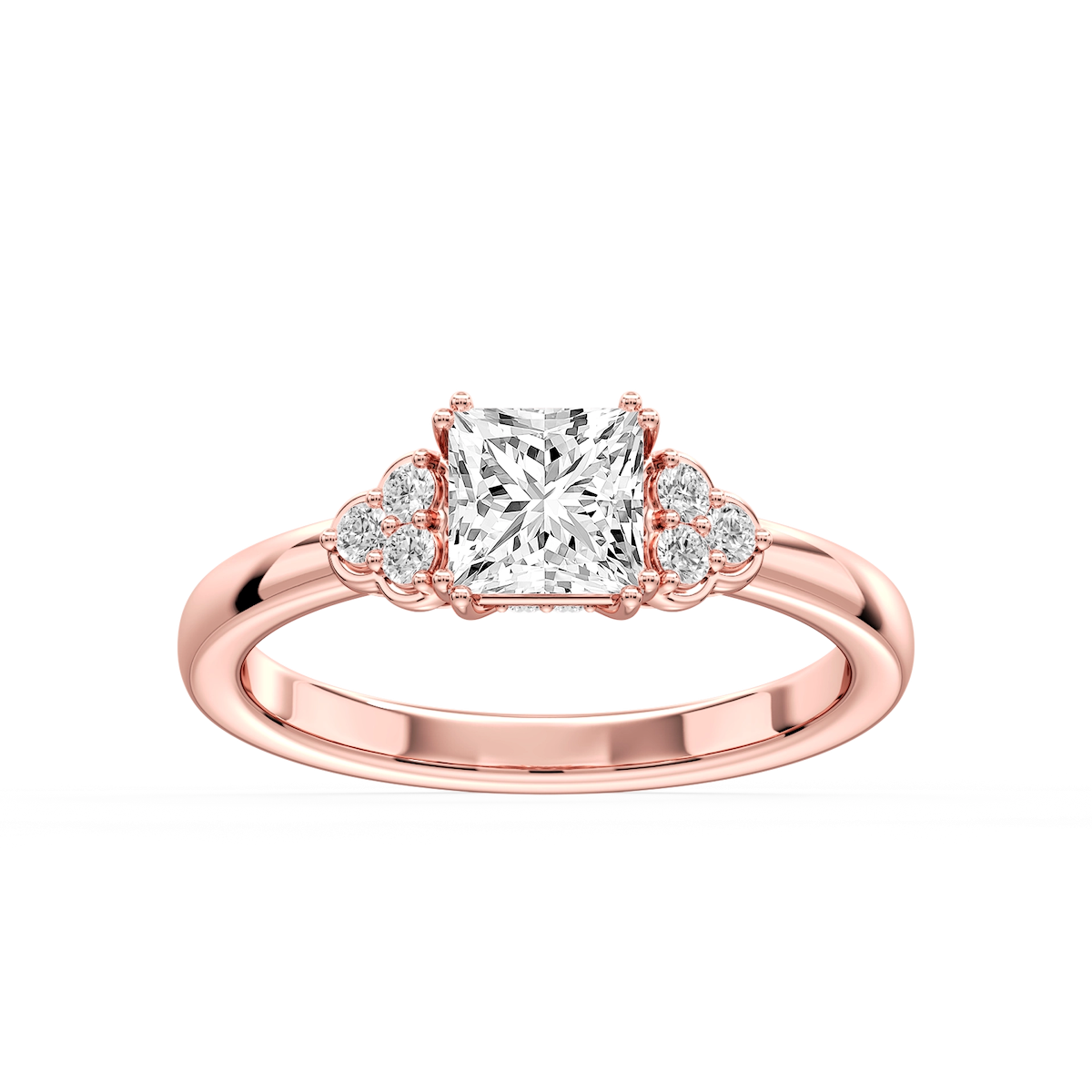 Viviana Princess Lab Grown Diamond Double Prong Side Stone Engagement Ring