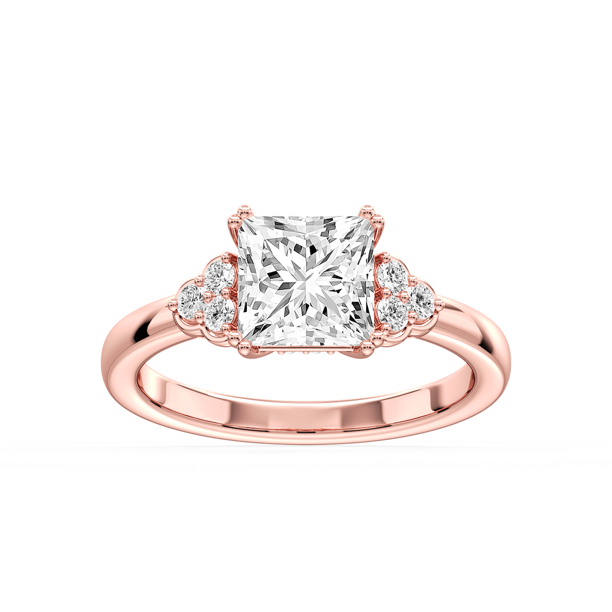 Viviana Cushion Lab Grown Diamond Double Prong Side Stone Engagement Ring