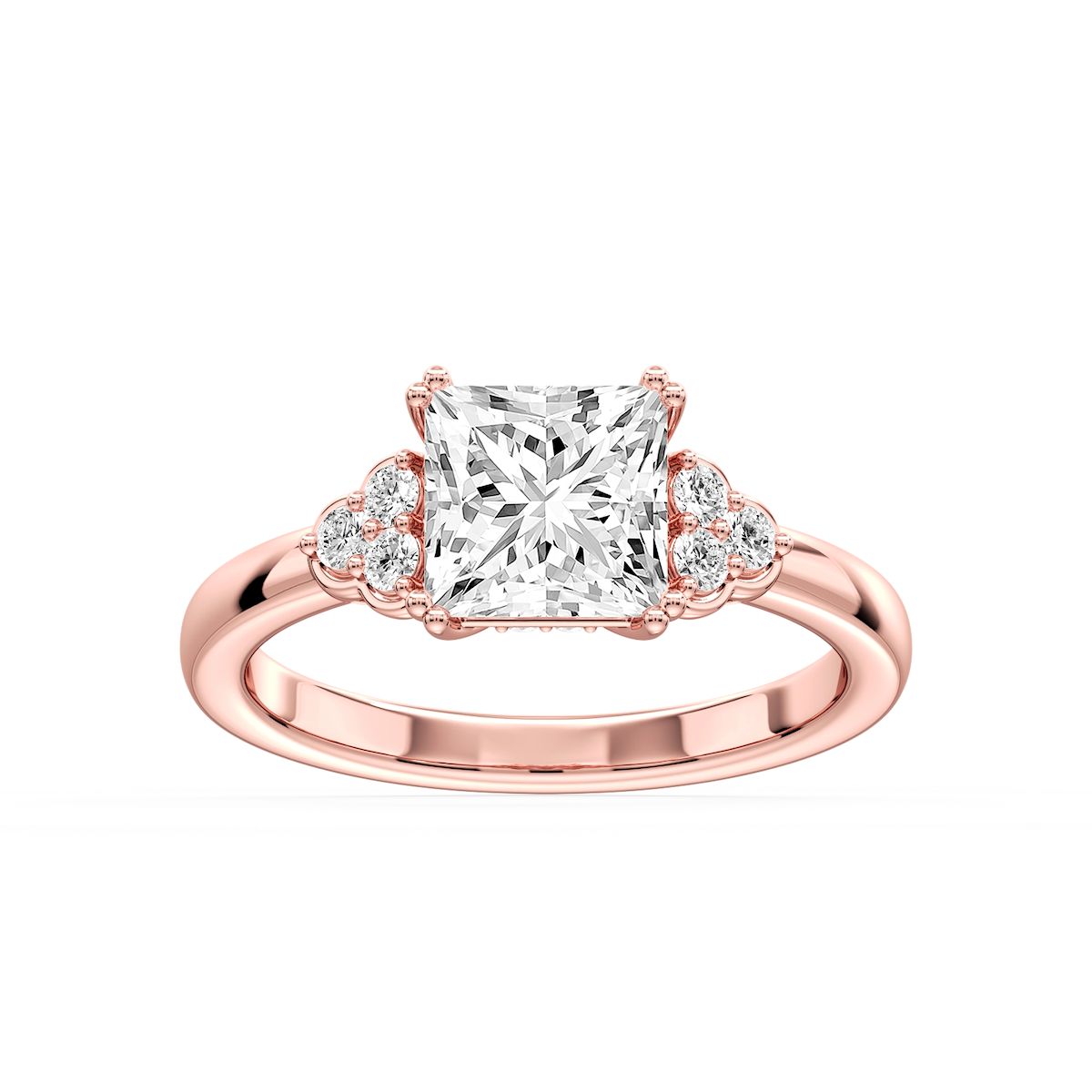 Viviana Princess Lab Grown Diamond Double Prong Side Stone Engagement Ring