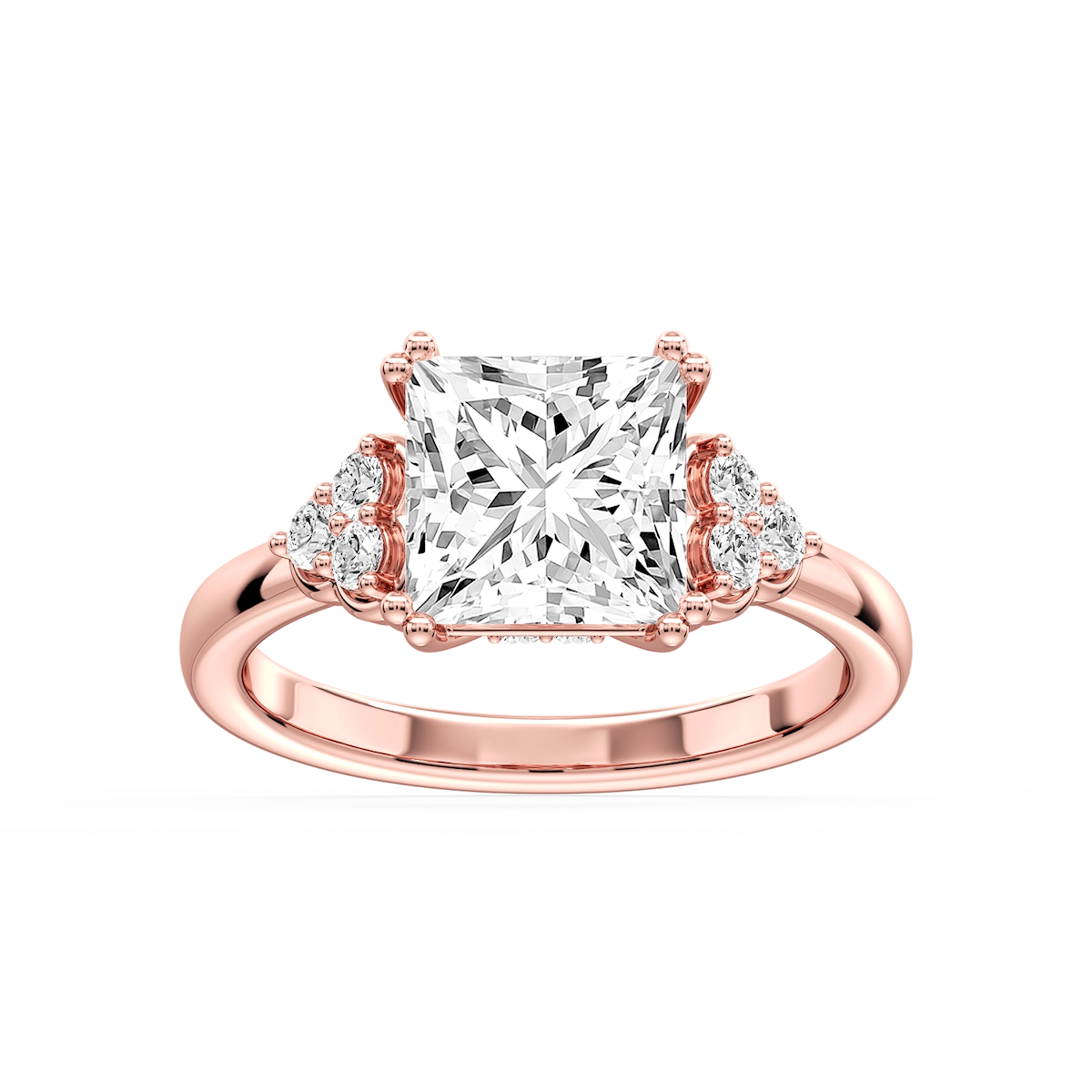 Viviana Princess Lab Grown Diamond Double Prong Side Stone Engagement Ring