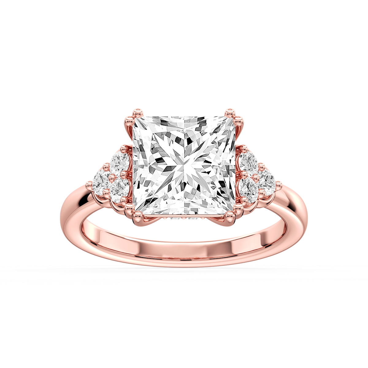 Viviana Princess Lab Grown Diamond Double Prong Side Stone Engagement Ring