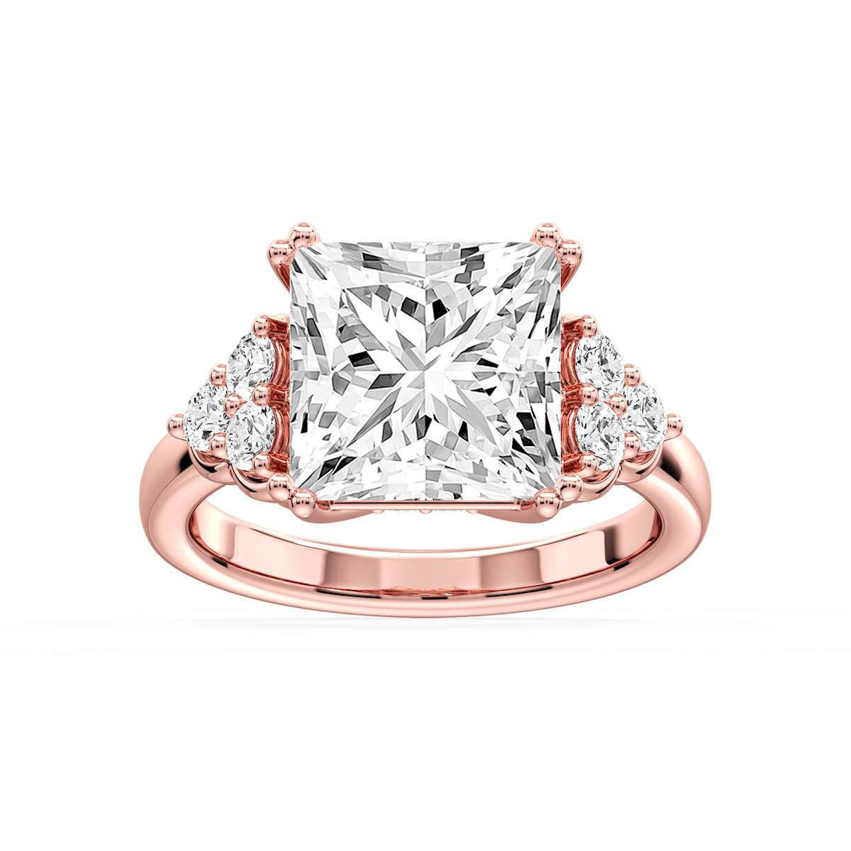 Viviana Cushion Lab Grown Diamond Double Prong Side Stone Engagement Ring