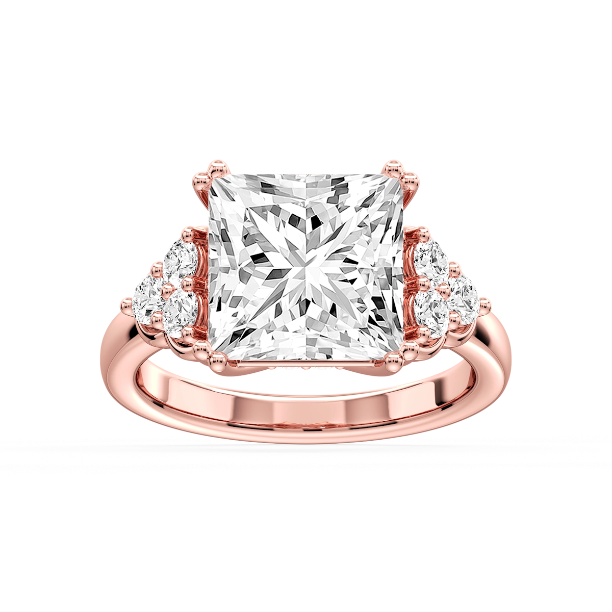 Viviana Princess Lab Grown Diamond Double Prong Side Stone Engagement Ring