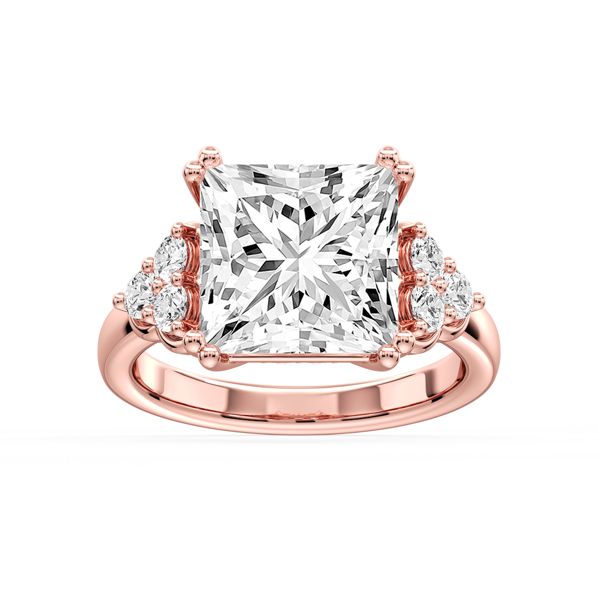 Viviana Cushion Lab Grown Diamond Double Prong Side Stone Engagement Ring