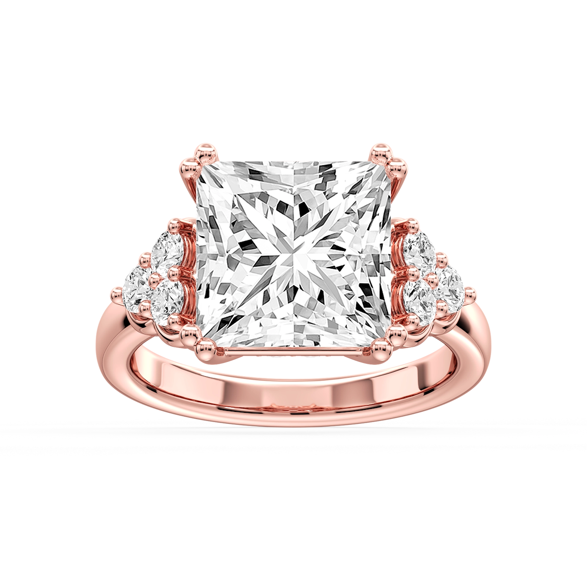 Viviana Princess Lab Grown Diamond Double Prong Side Stone Engagement Ring