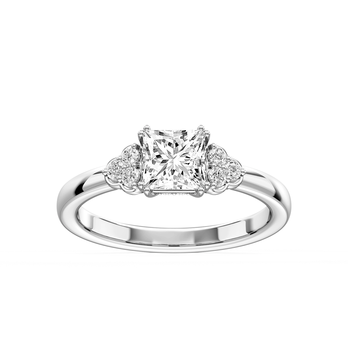 Viviana Princess Lab Grown Diamond Double Prong Side Stone Engagement Ring