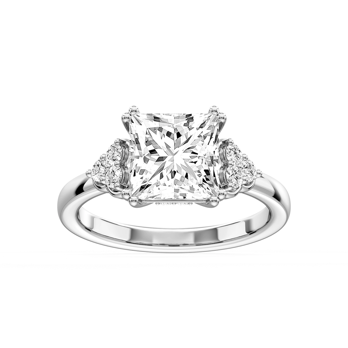 Viviana Princess Lab Grown Diamond Double Prong Side Stone Engagement Ring
