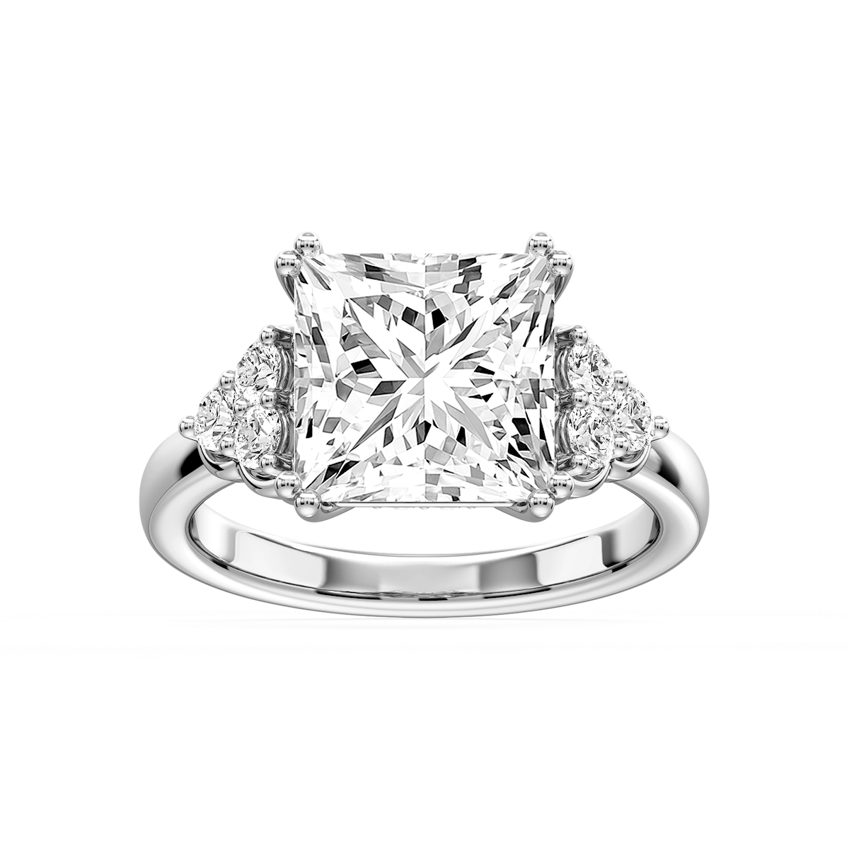 Viviana Princess Lab Grown Diamond Double Prong Side Stone Engagement Ring