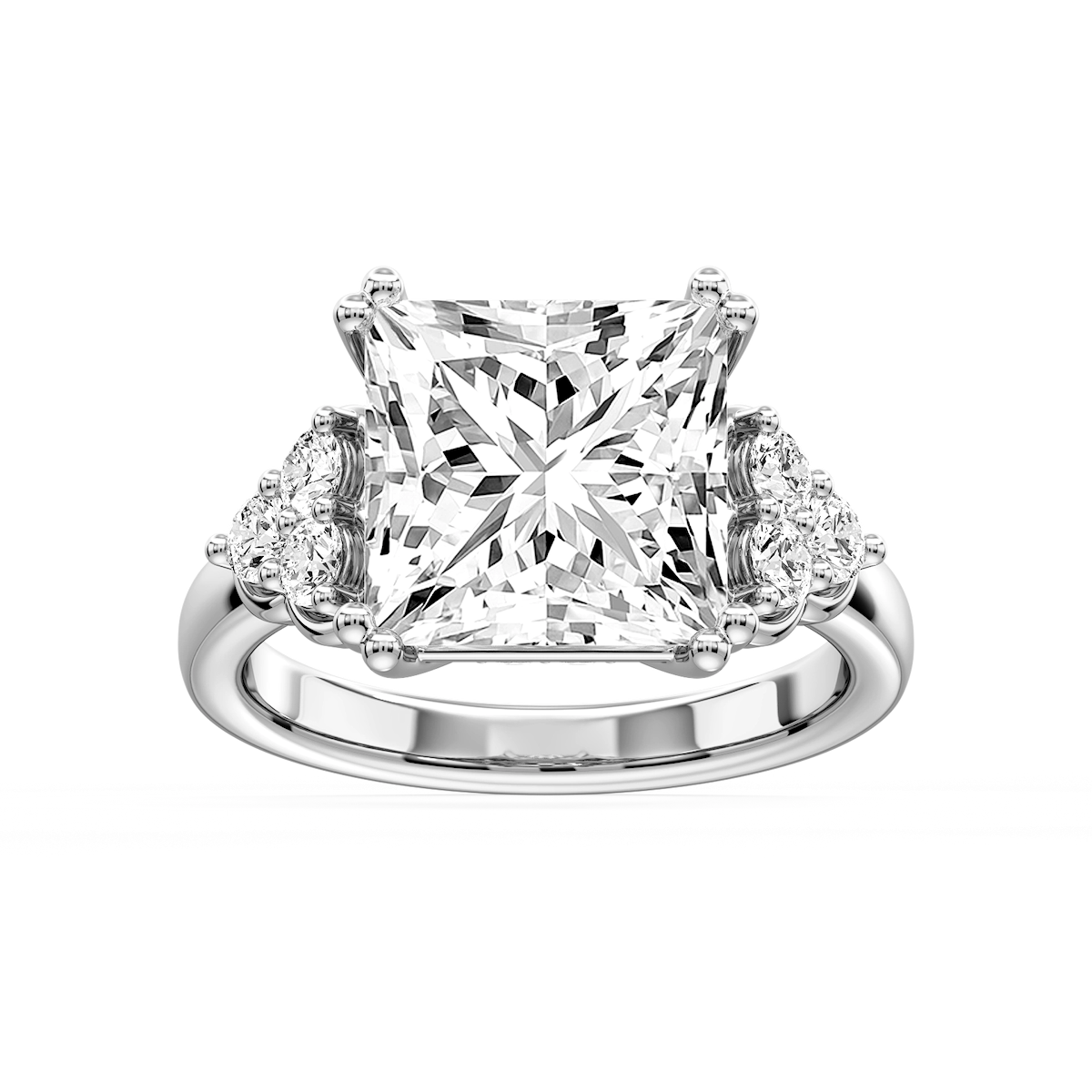 Viviana Princess Lab Grown Diamond Double Prong Side Stone Engagement Ring