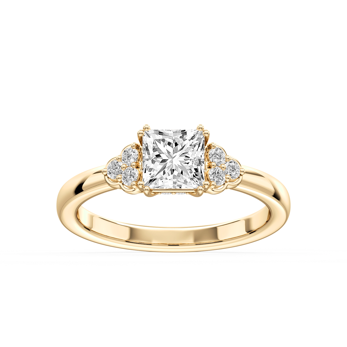Viviana Princess Lab Grown Diamond Double Prong Side Stone Engagement Ring