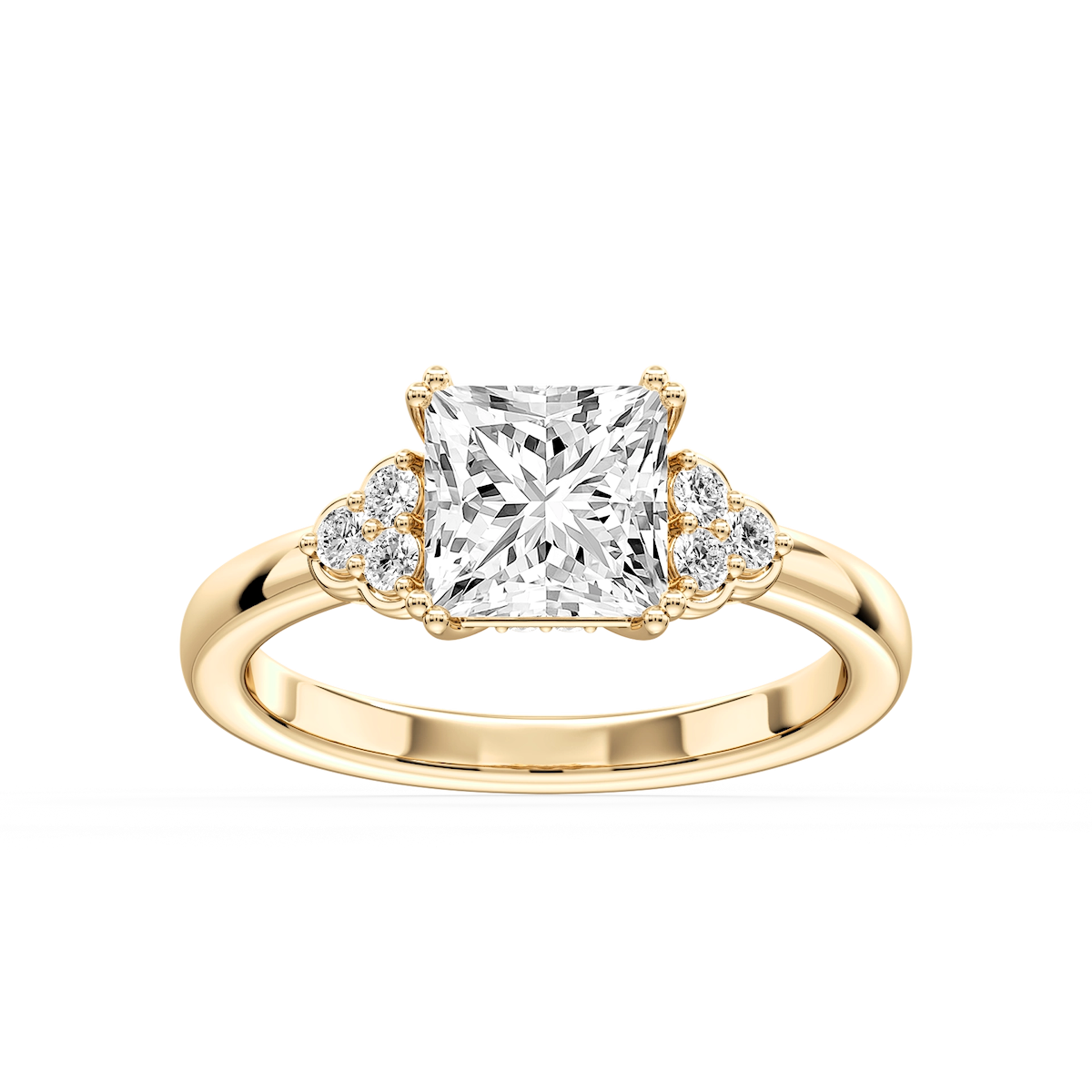 Viviana Princess Lab Grown Diamond Double Prong Side Stone Engagement Ring