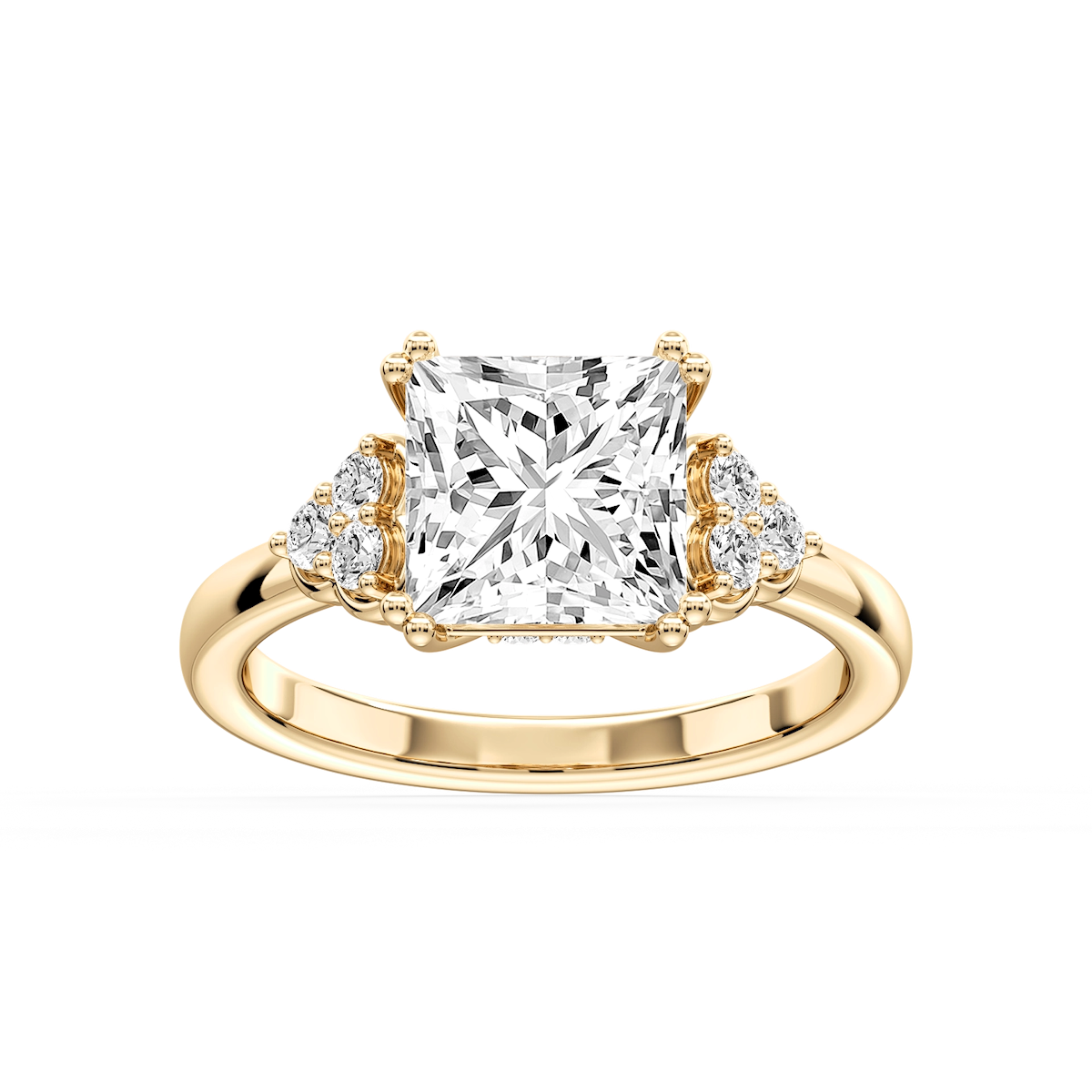 Viviana Princess Lab Grown Diamond Double Prong Side Stone Engagement Ring