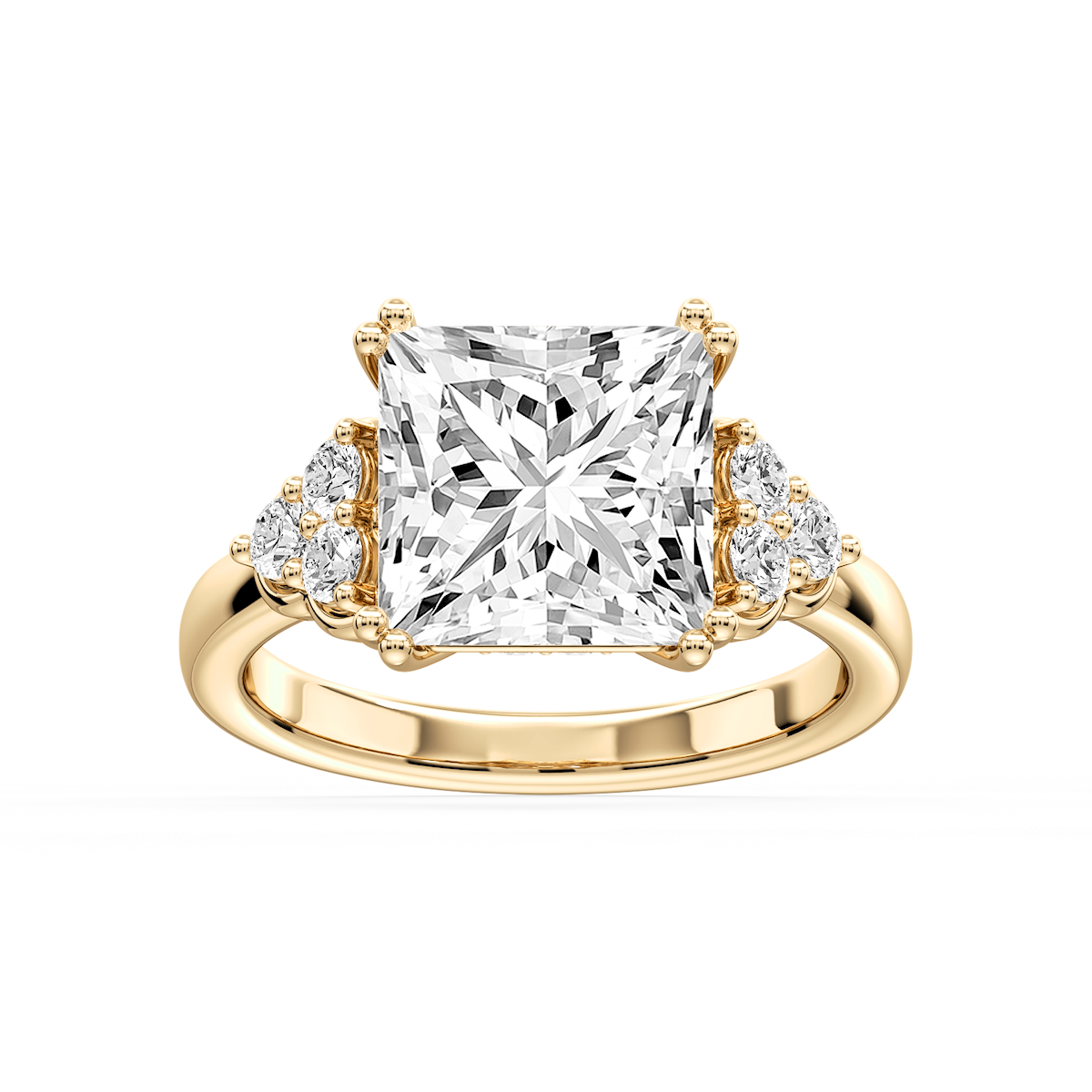 Viviana Cushion Lab Grown Diamond Double Prong Side Stone Engagement Ring