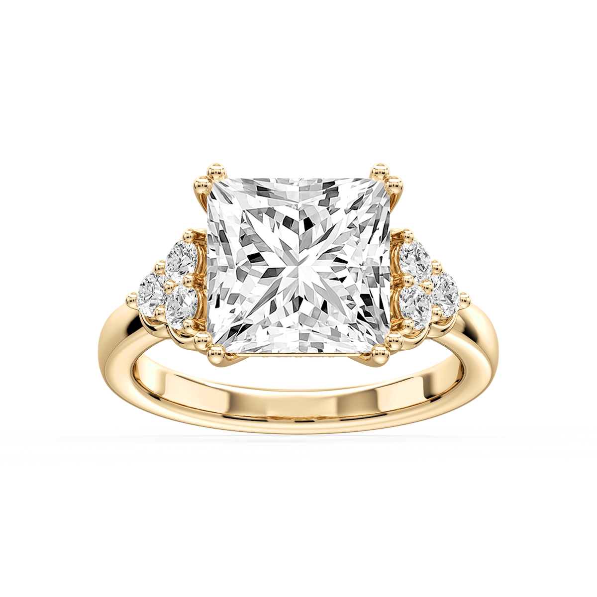 Viviana Princess Lab Grown Diamond Double Prong Side Stone Engagement Ring