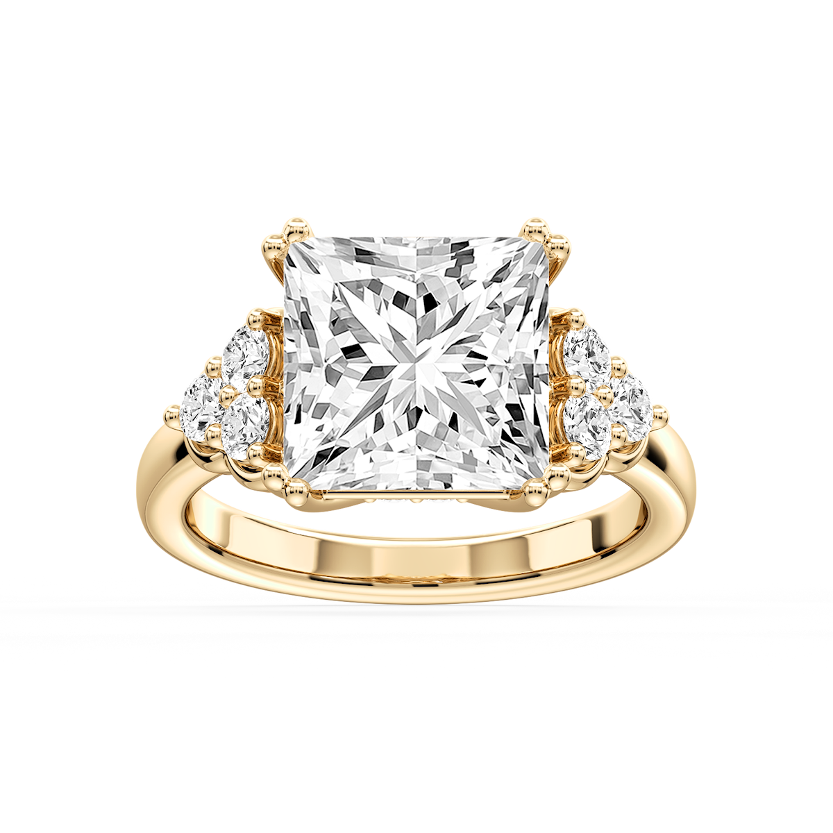 Viviana Cushion Lab Grown Diamond Double Prong Side Stone Engagement Ring