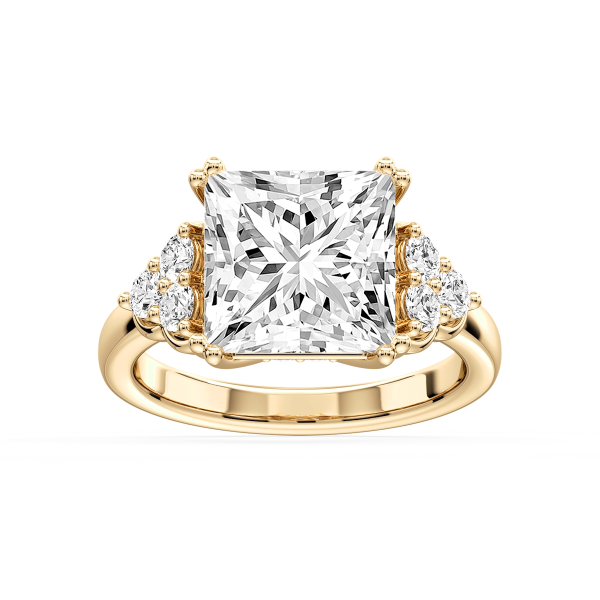 Viviana Princess Lab Grown Diamond Double Prong Side Stone Engagement Ring