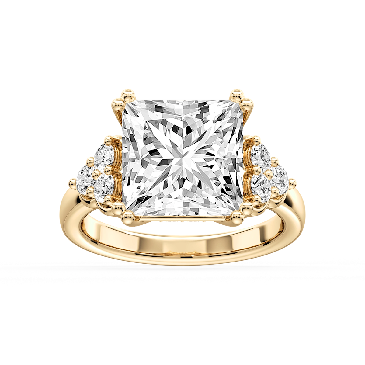 Viviana Princess Lab Grown Diamond Double Prong Side Stone Engagement Ring