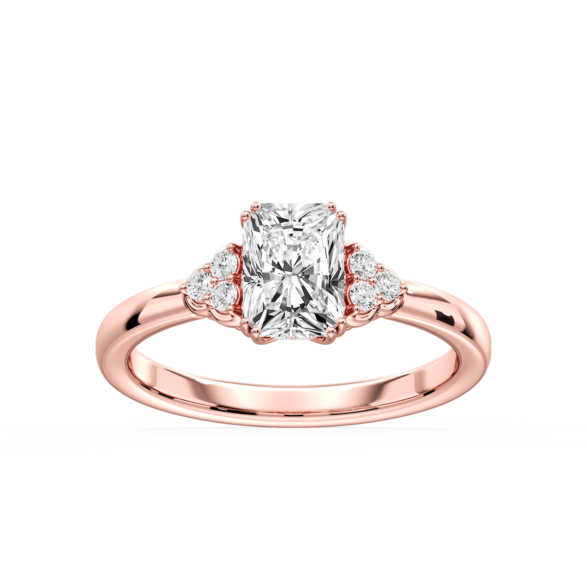 Viviana Radiant Lab Grown Diamond Double Prong Side Stone Engagement Ring