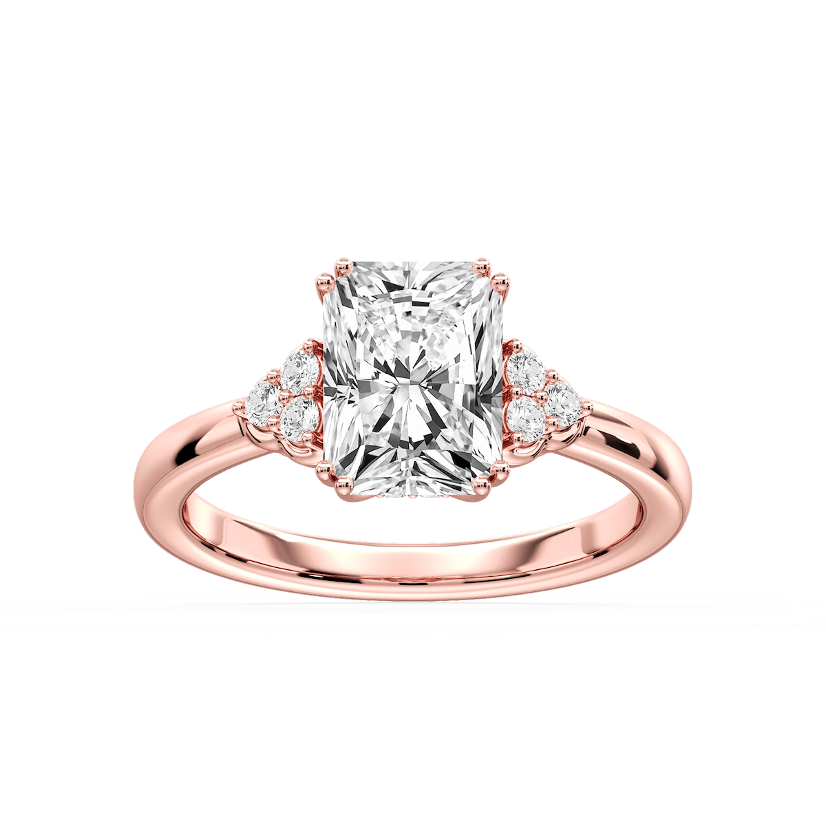Viviana Radiant Lab Grown Diamond Double Prong Side Stone Engagement Ring