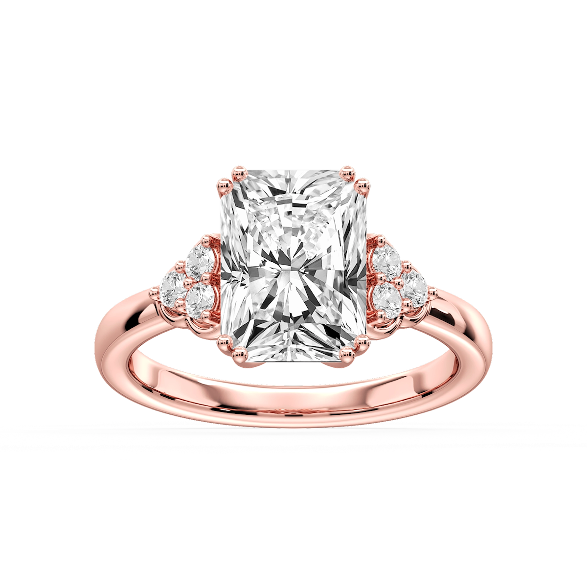 Viviana Radiant Lab Grown Diamond Double Prong Side Stone Engagement Ring