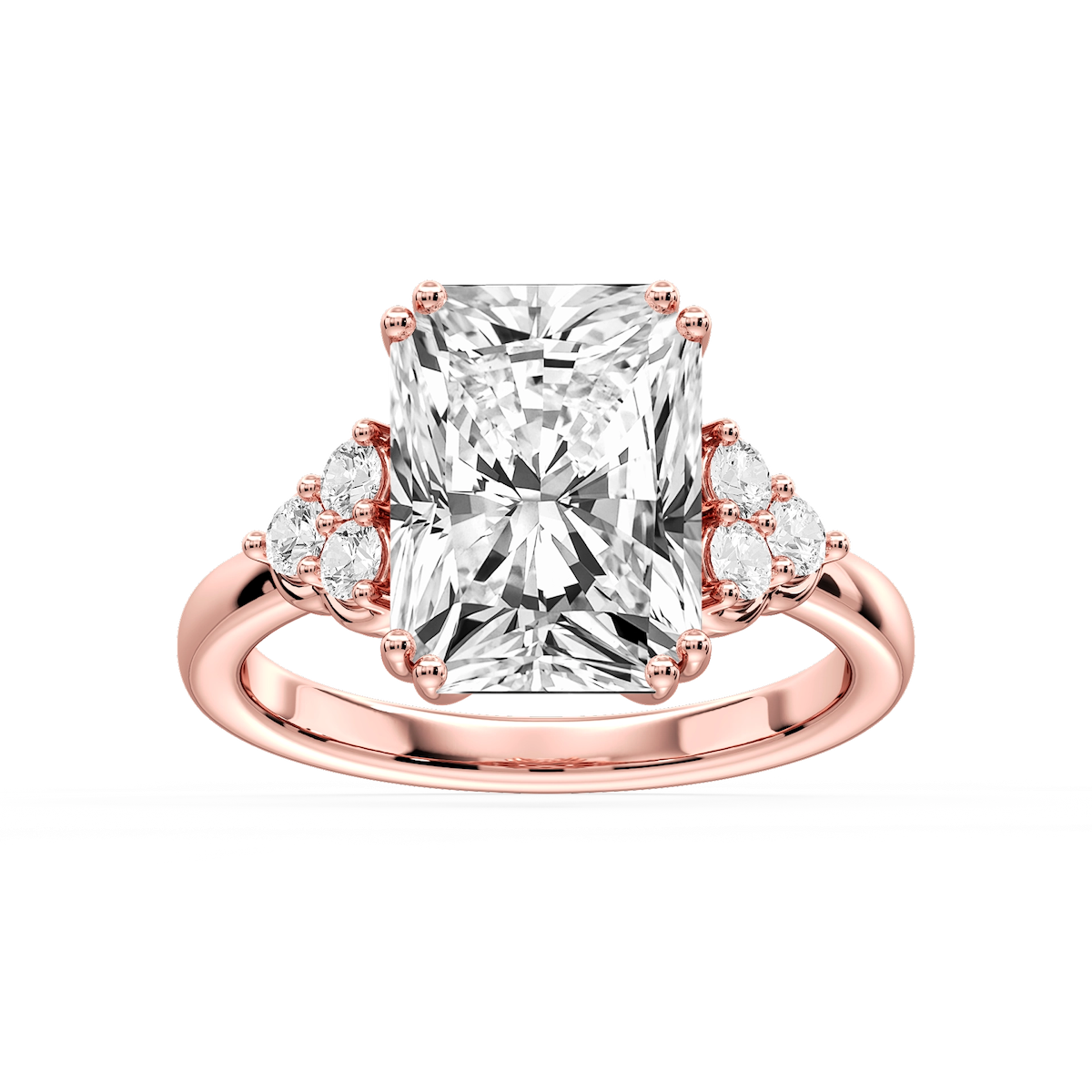 Viviana Radiant Lab Grown Diamond Double Prong Side Stone Engagement Ring