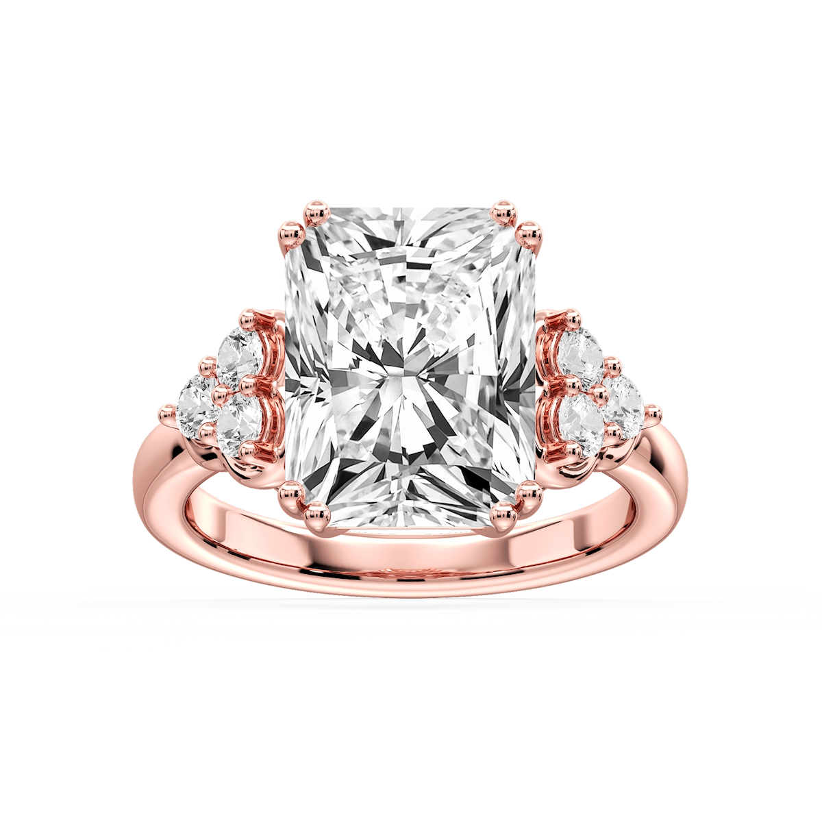 Viviana Radiant Lab Grown Diamond Double Prong Side Stone Engagement Ring