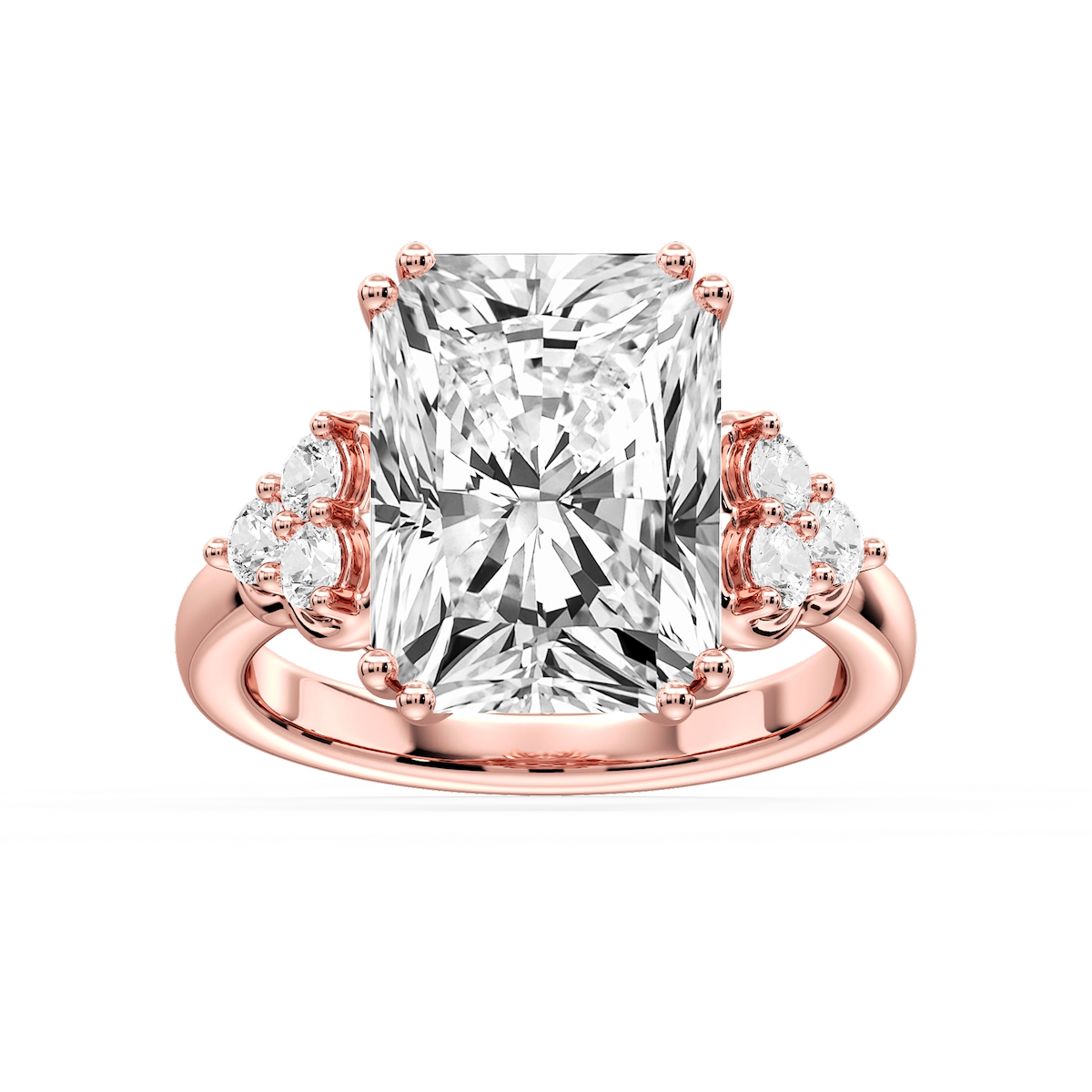 Viviana Radiant Lab Grown Diamond Double Prong Side Stone Engagement Ring