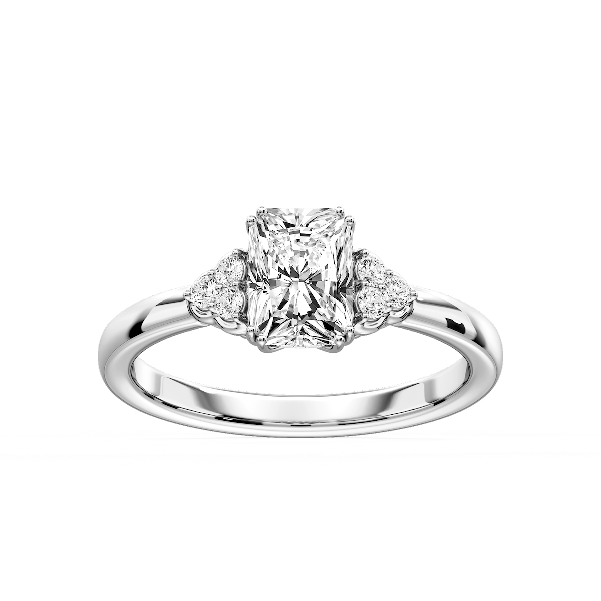 Viviana Radiant Lab Grown Diamond Double Prong Side Stone Engagement Ring