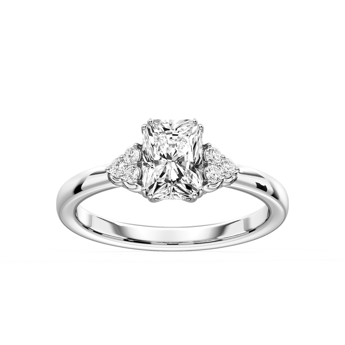 Viviana Radiant Lab Grown Diamond Double Prong Side Stone Engagement Ring