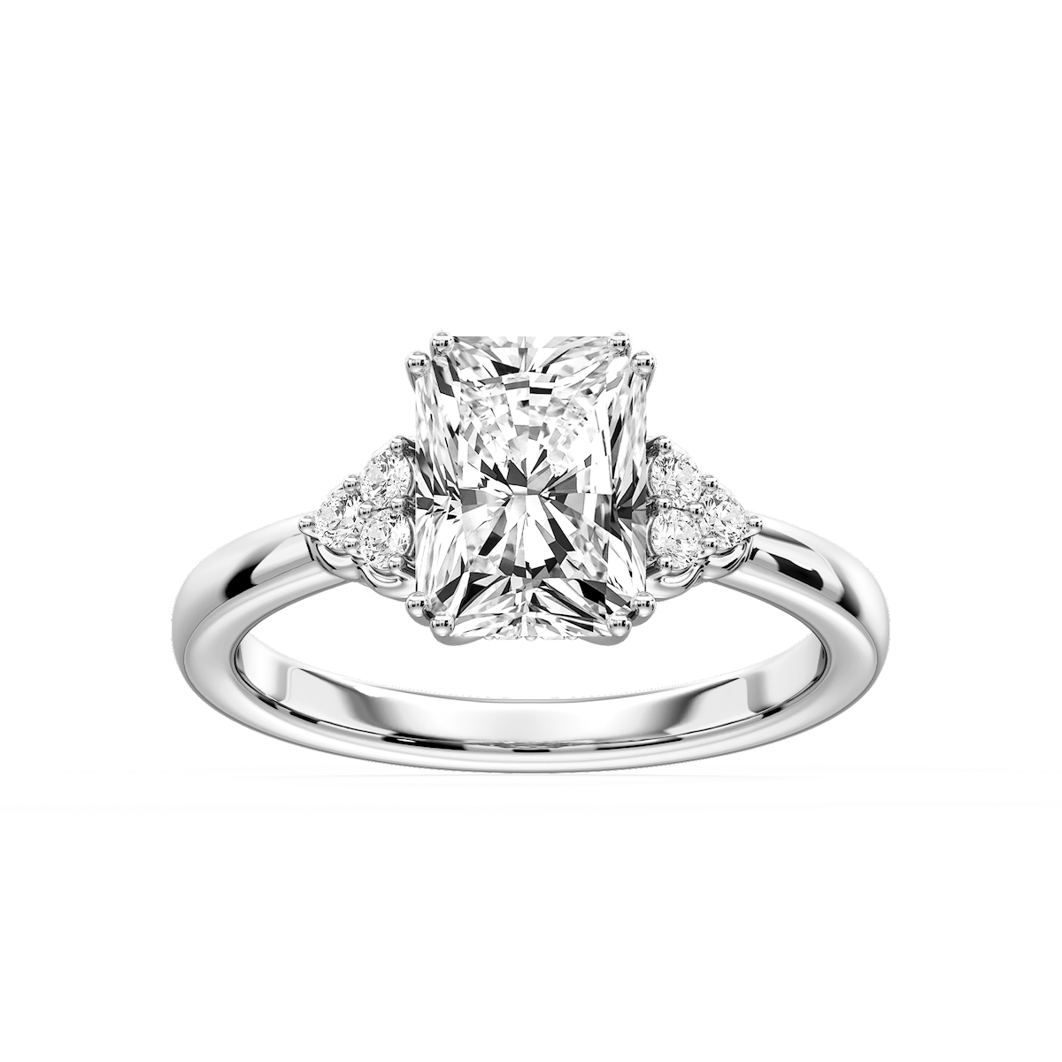Viviana Radiant Lab Grown Diamond Double Prong Side Stone Engagement Ring