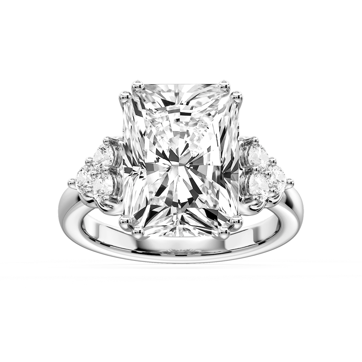 Viviana Radiant Lab Grown Diamond Double Prong Side Stone Engagement Ring