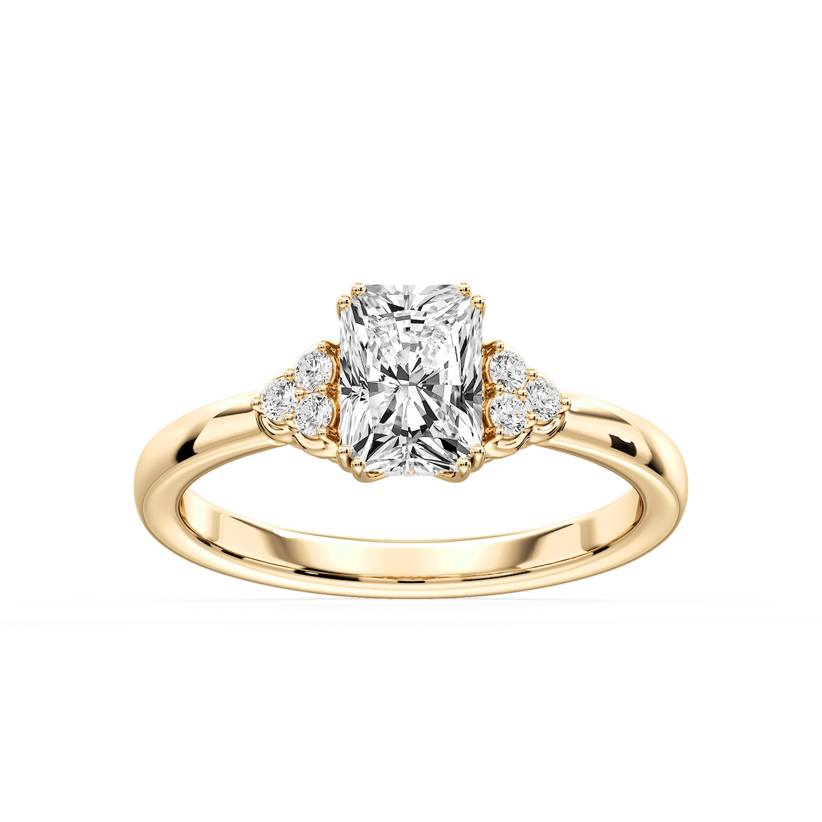 Viviana Radiant Lab Grown Diamond Double Prong Side Stone Engagement Ring