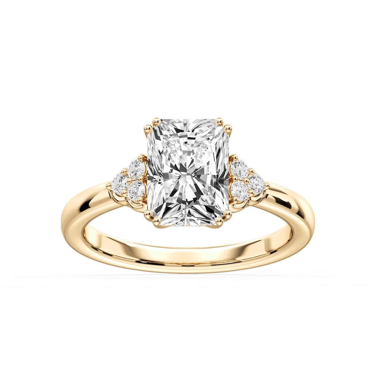 Viviana Radiant Lab Grown Diamond Double Prong Side Stone Engagement Ring