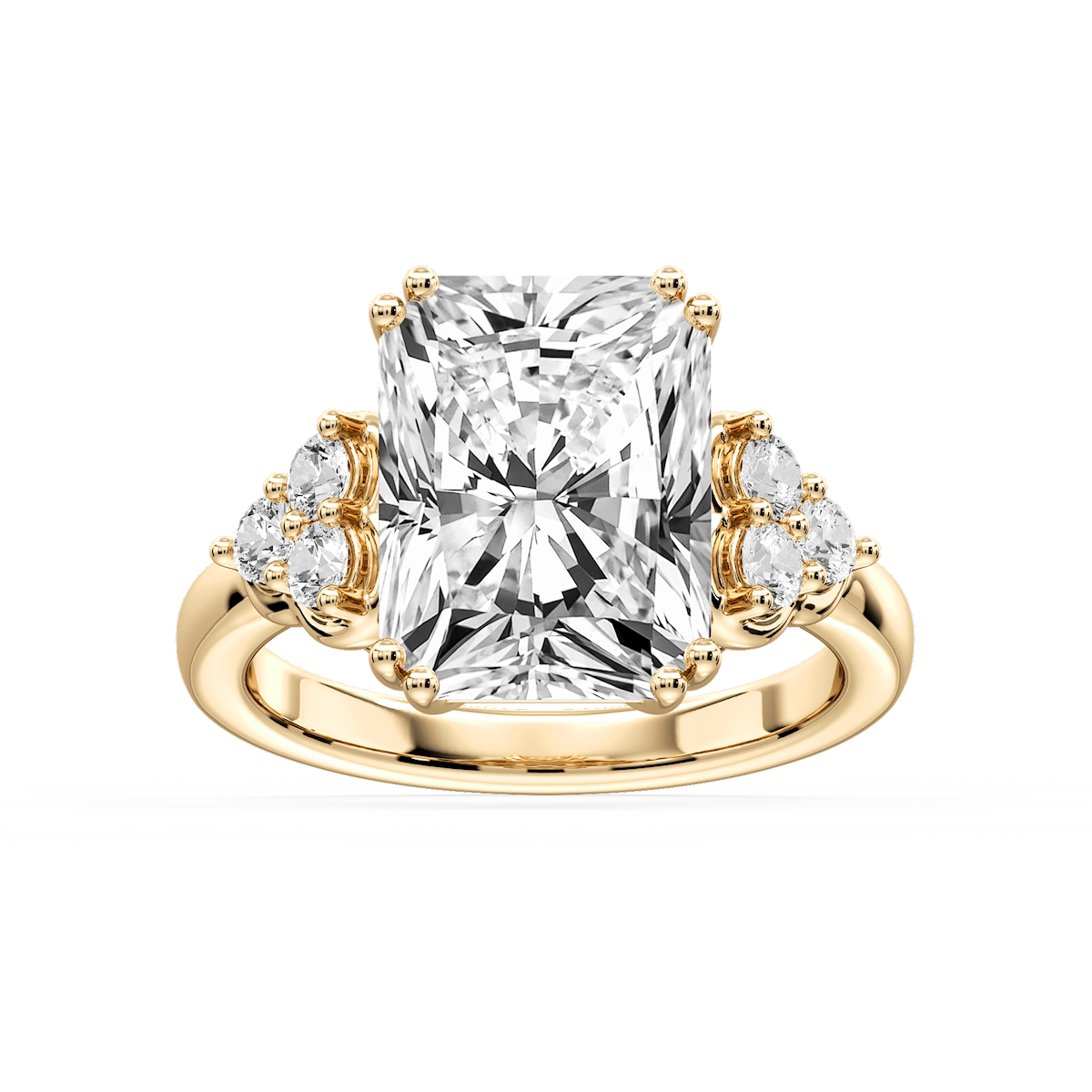 Viviana Radiant Lab Grown Diamond Double Prong Side Stone Engagement Ring