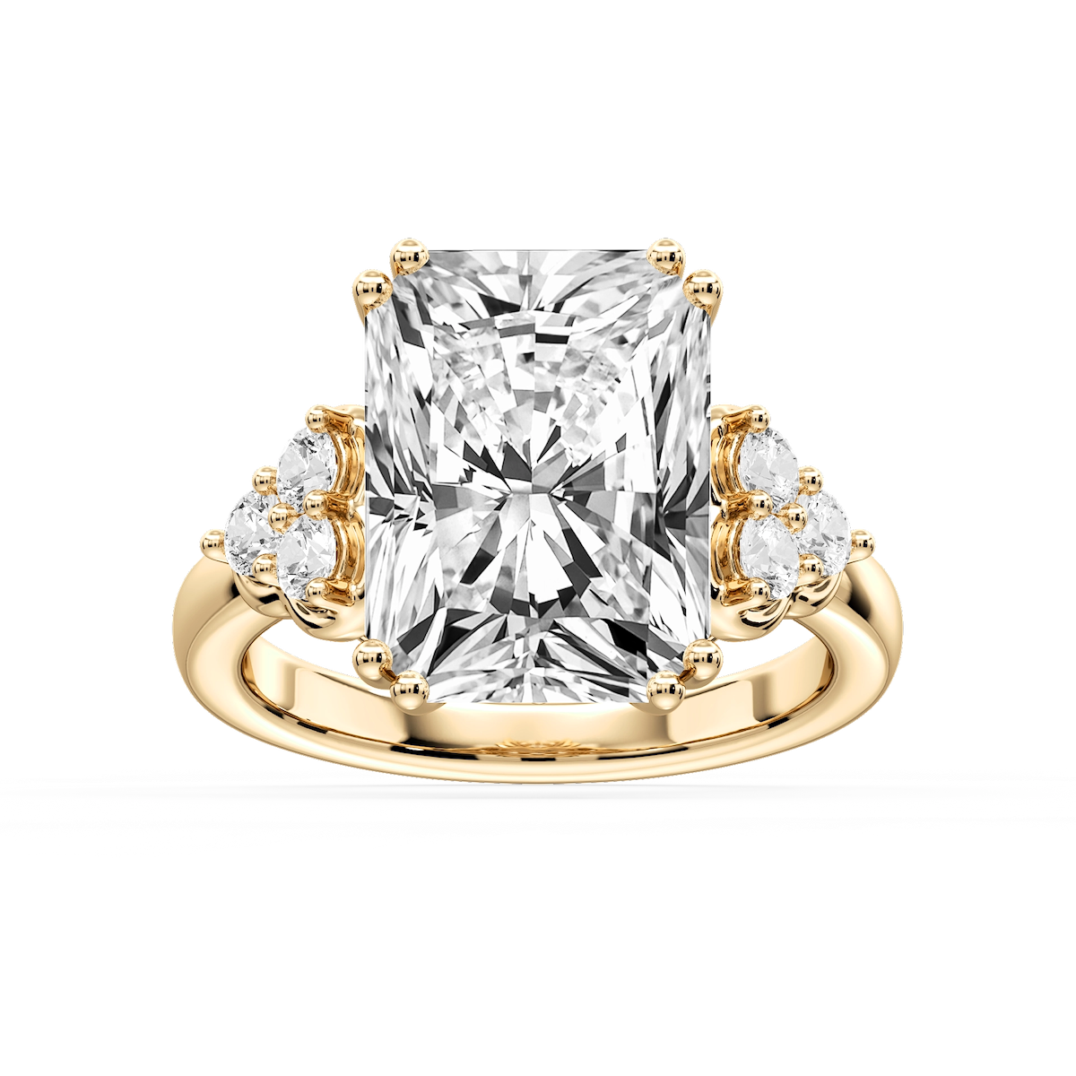 Viviana Radiant Lab Grown Diamond Double Prong Side Stone Engagement Ring